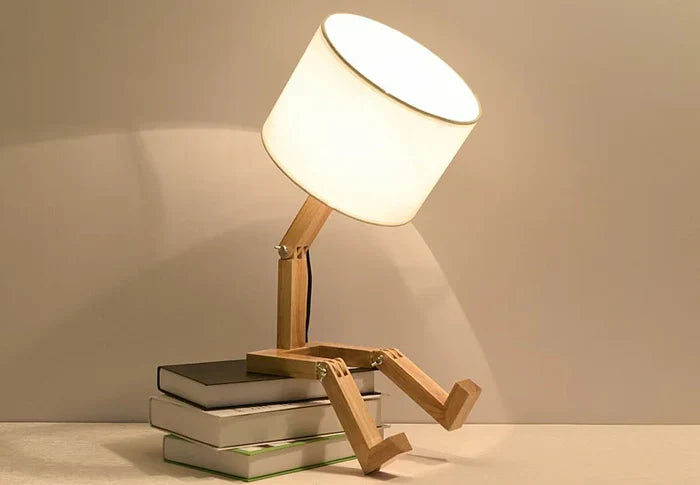 Wooden Table Lamp with Book Holder - RutanFlex | Bowlift