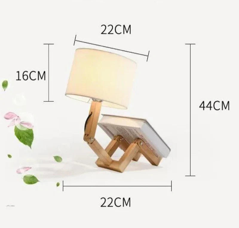 Wooden Table Lamp with Book Holder - RutanFlex | Bowlift