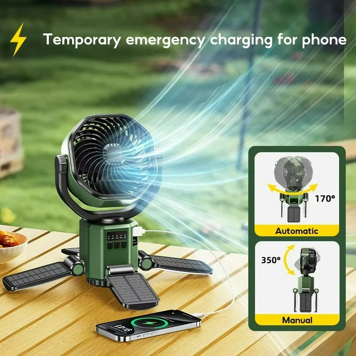 BowLift | VenturoX Camping Fan | Portable fan with 4 speeds and LED lighting