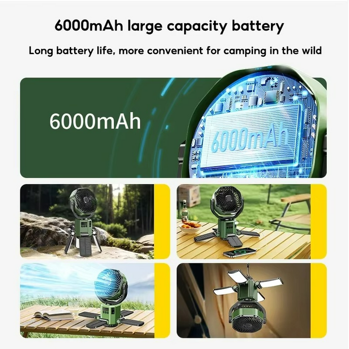 BowLift | VenturoX Camping Fan | Portable fan with 4 speeds and LED lighting