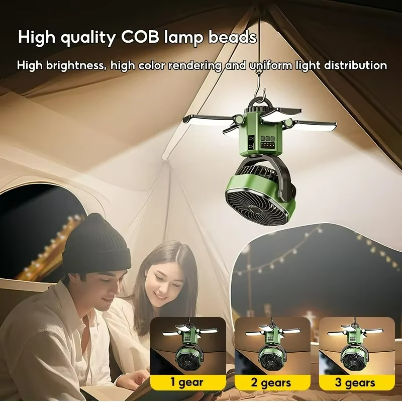 BowLift | VenturoX Camping Fan | Portable fan with 4 speeds and LED lighting
