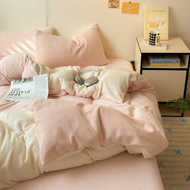 Milk fiber bedding set, winter, double-layered