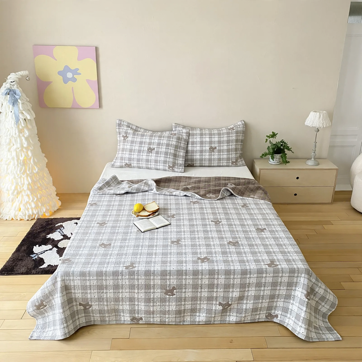 Cotton bedspread 3-piece, gauze fabric