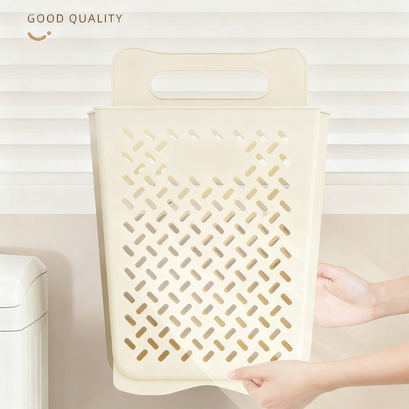 Foldable laundry basket for wall mounting