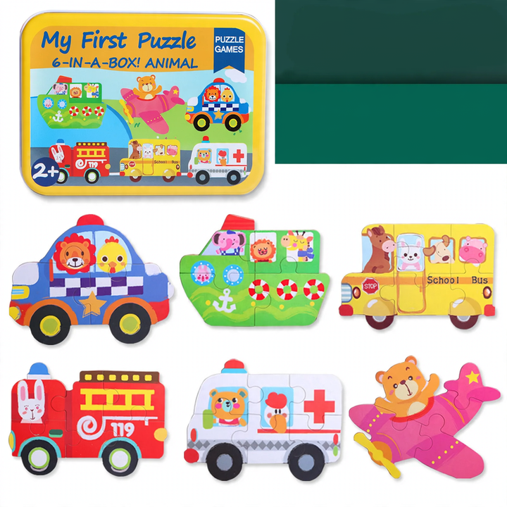 Wood Puzzle Set Little Explorer, 6 Designs