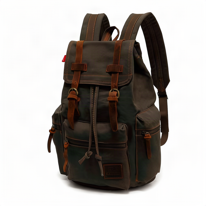 Linen backpack, 36–55 L, 15.6 inches, in vintage style