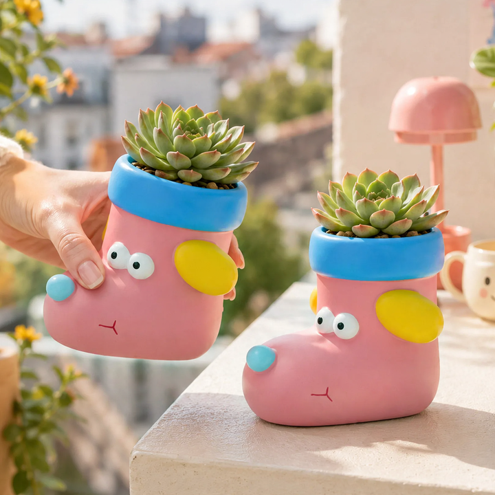 Cartoon flower pot in sock shape