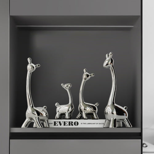 Ceramic deer decorative figure with silver electrolysis