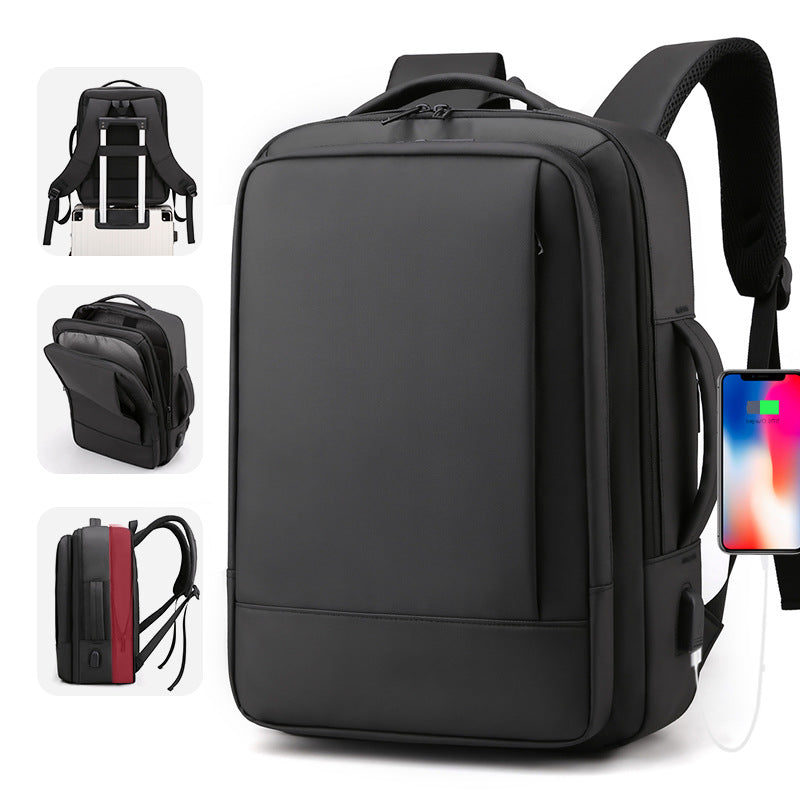Expandable business backpack with USB charging, 20-35 L