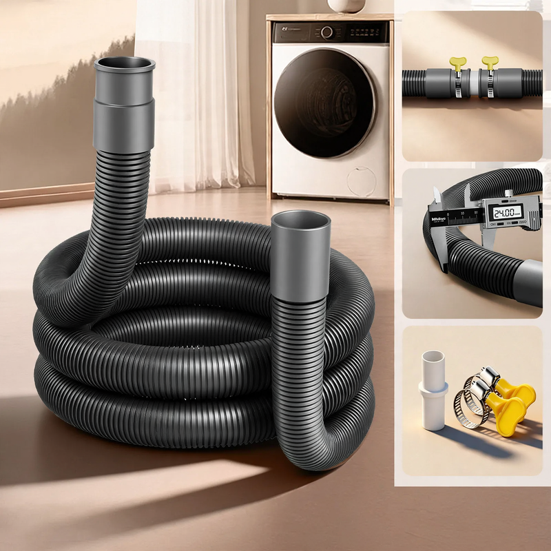 Washing machine drain hose, PVC/Silicone