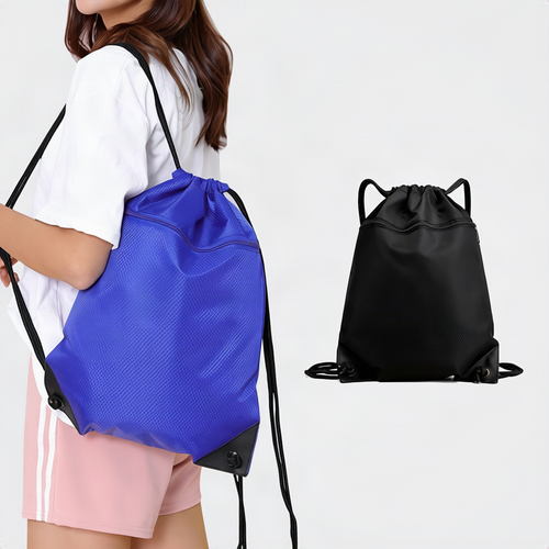 Sporty backpack made of oxford fabric with drawstring