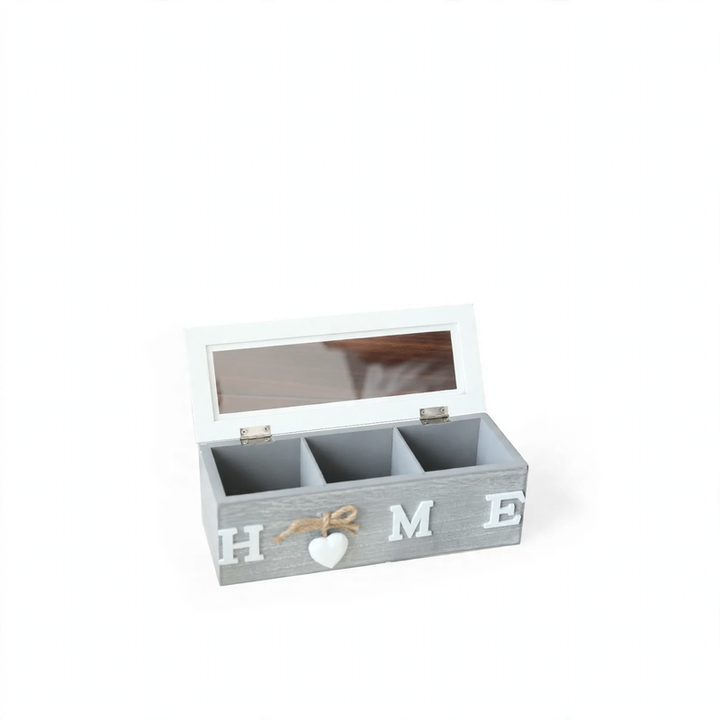 Wood storage box with compartments, modern design