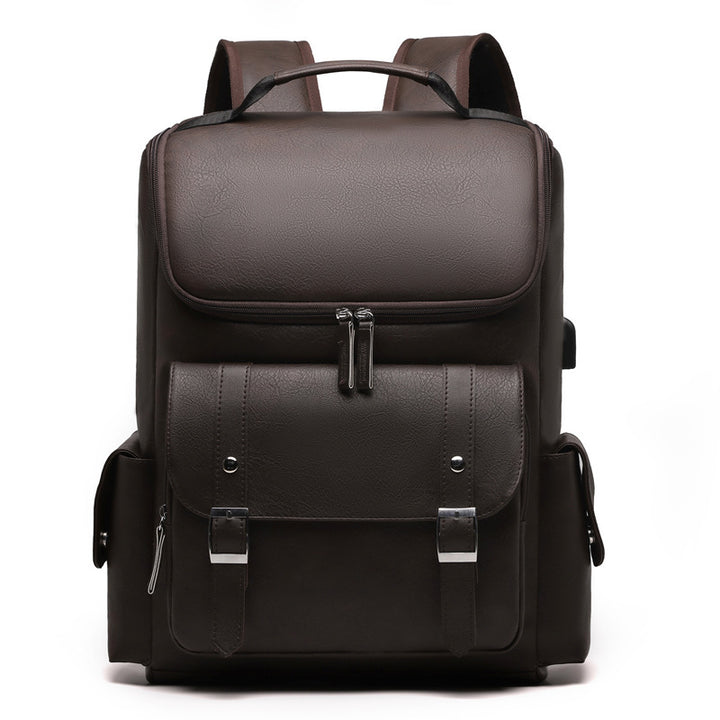 Backpack made of PU leather, 20–35 L, vintage style