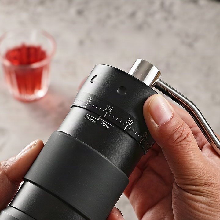 Hand coffee grinder with steel core, luxury design
