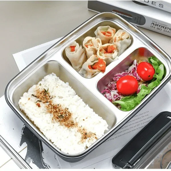 Leak-proof lunch box made of stainless steel with 3/4 compartments Bowlift