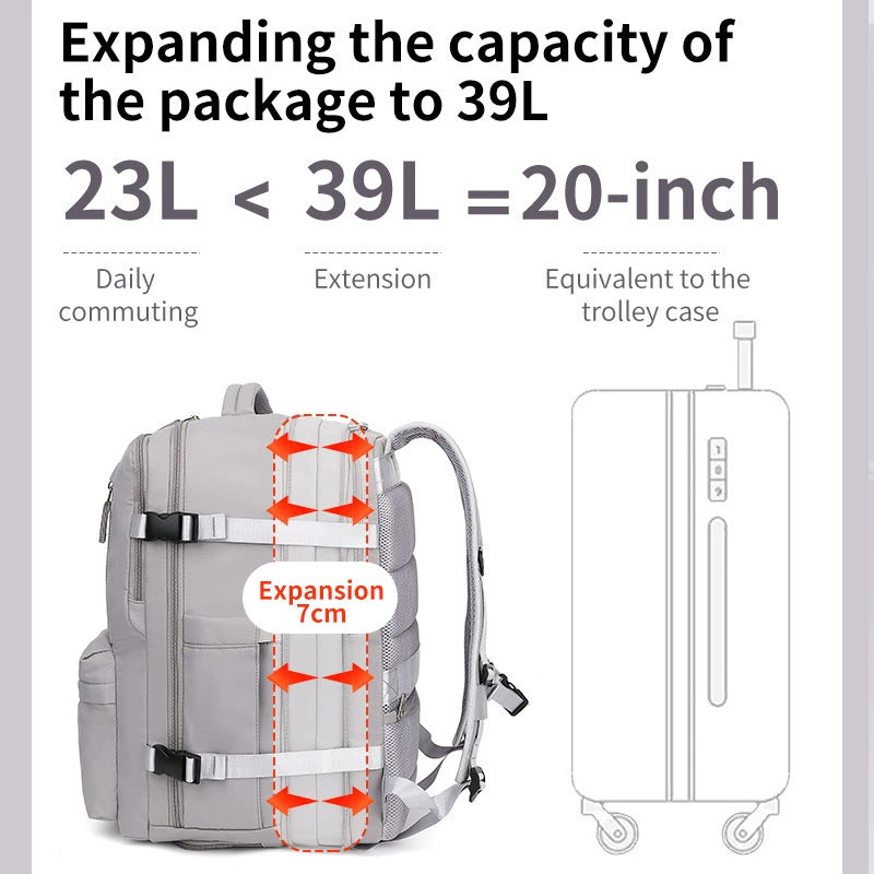 Expandable travel backpack, 36–55 L, for laptops