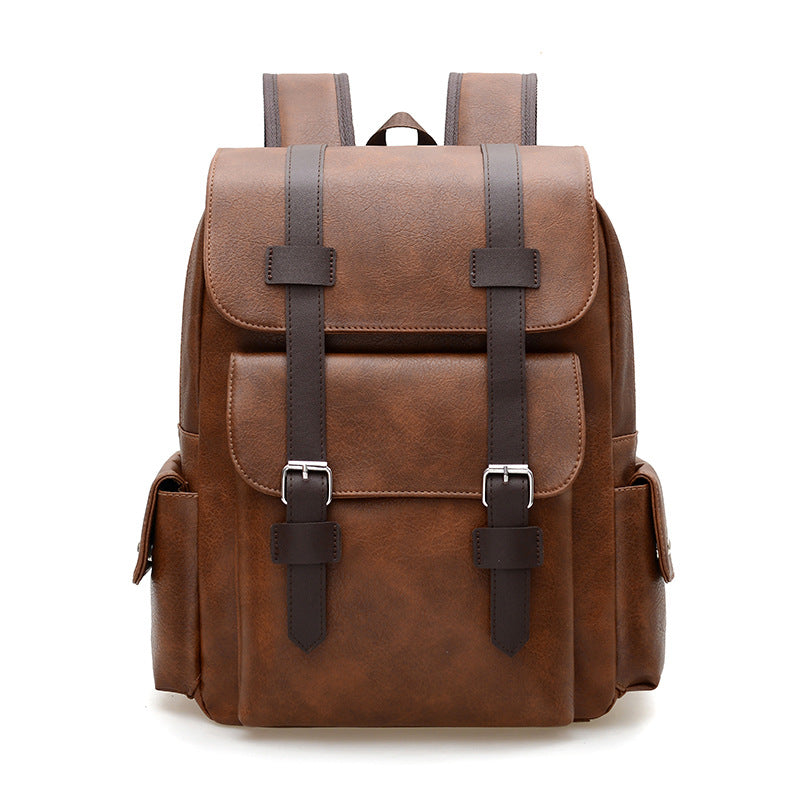 Backpack made of PU leather, 20–35 L, vintage style