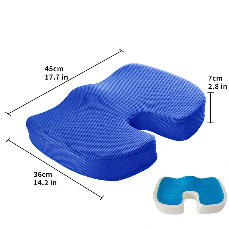 Gel seat cushion with memory foam, 45×36×7 cm
