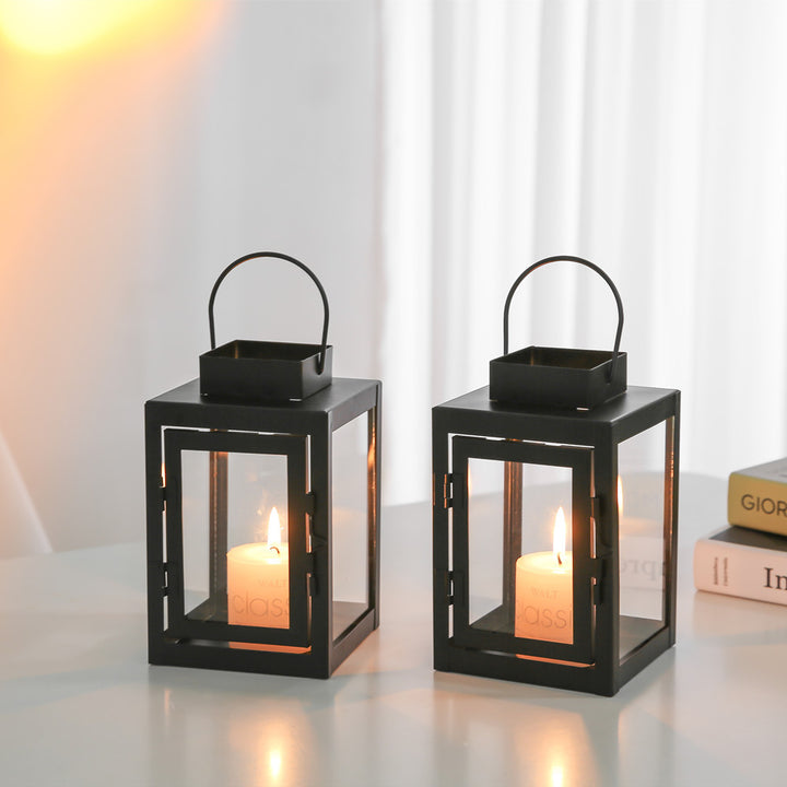 Black metal lantern, dome shape