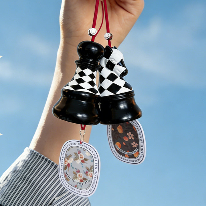 Fragrance hanger for rearview mirror, checkerboard design