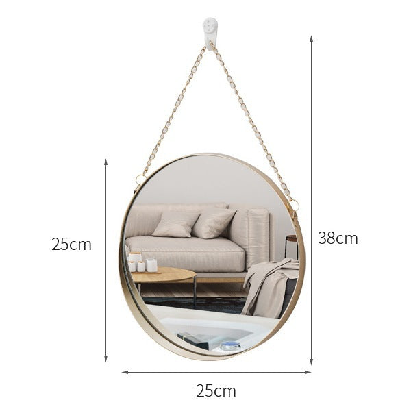 Wall mirror with iron frame, round