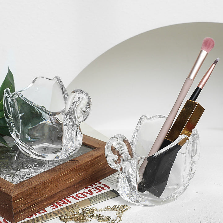 Schwan glass jar, transparent, jewelry and cosmetics