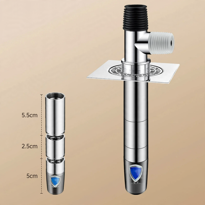 Extended drainage pipe with odor protection for washing machine
