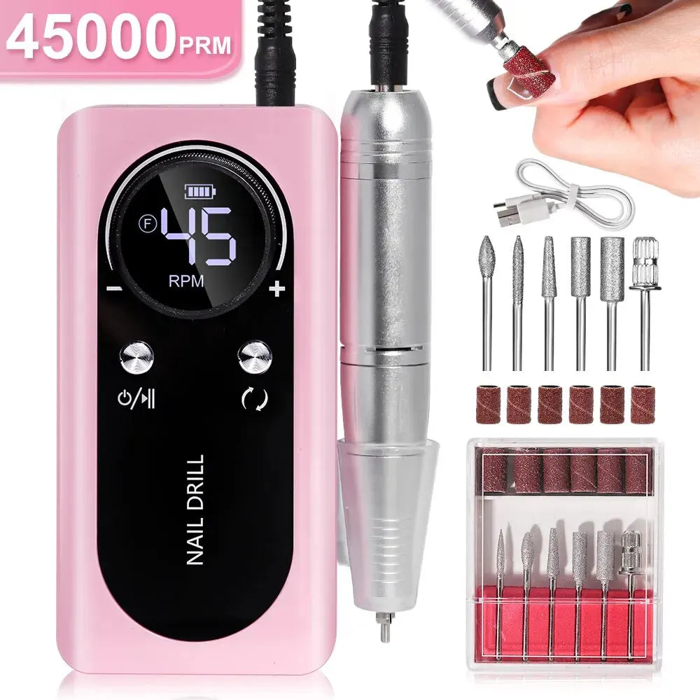BowLift | Professional 45000RPM portable electric nail file with rechargeable battery | Low noise level for manicure
