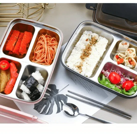 Leak-proof lunch box made of stainless steel with 3/4 compartments Bowlift