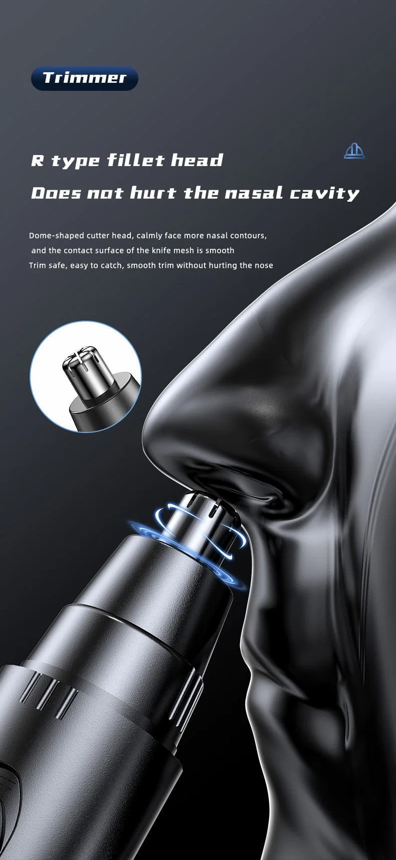 BowLift | SmoothTrim Rechargeable Nose and Ear Trimmer with Stainless Steel Blades