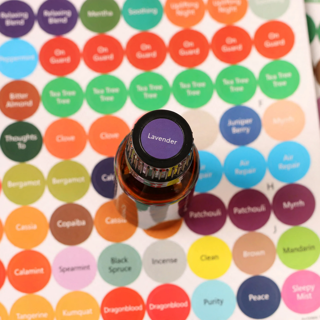 Round labels for bottles, self-adhesive