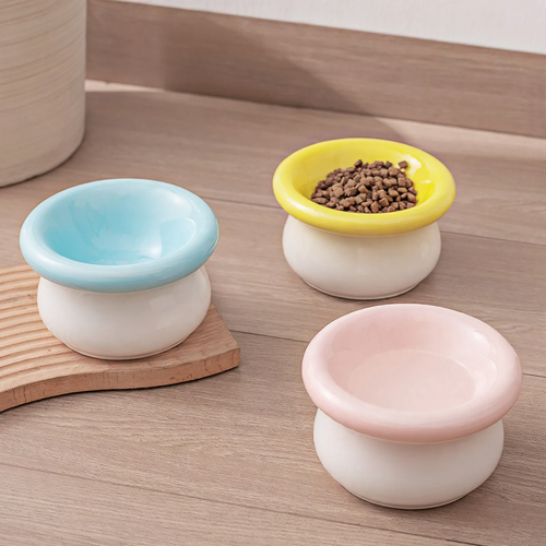 High-foot ceramic bowl for dogs and cats