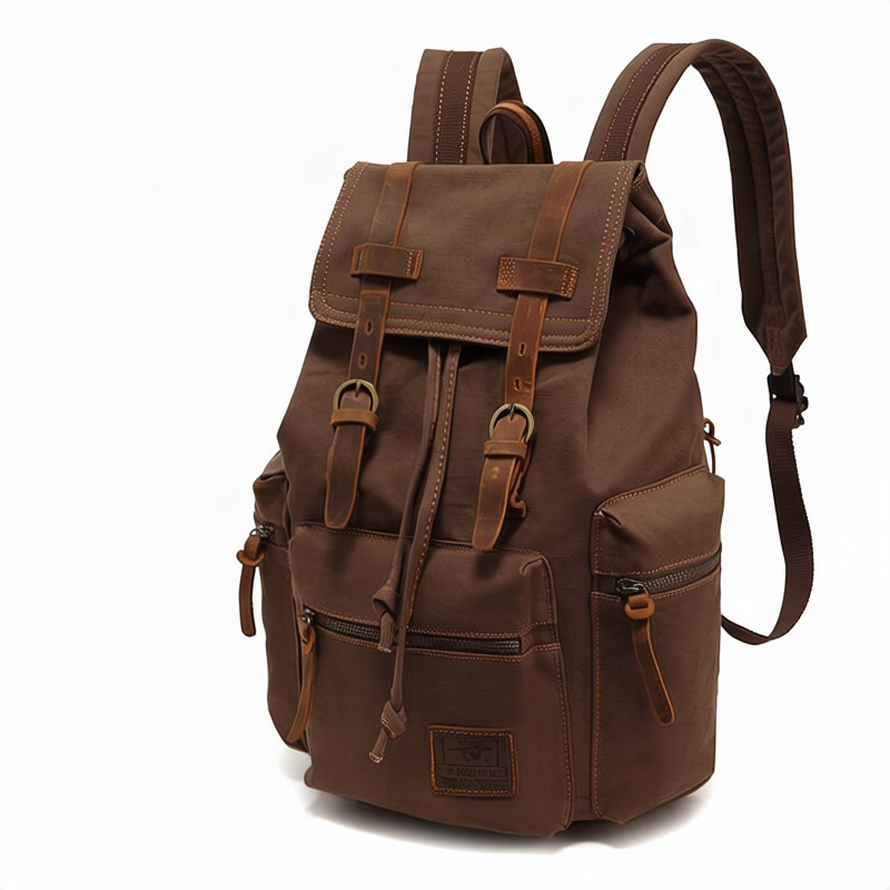 Linen backpack, 36–55 L, 15.6 inches, in vintage style