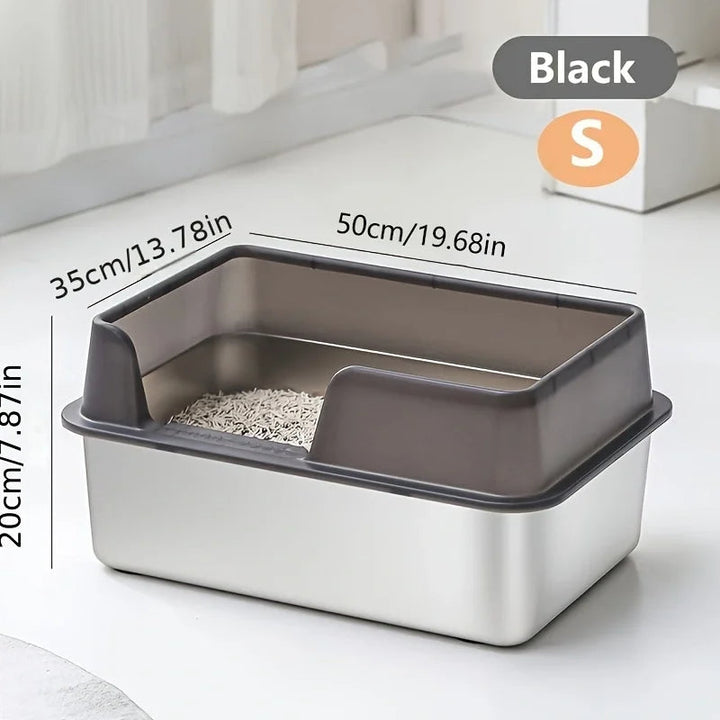 BowLift | Stainless Steel Cat Litter Box | Non-Stick, High Wall Enclosure