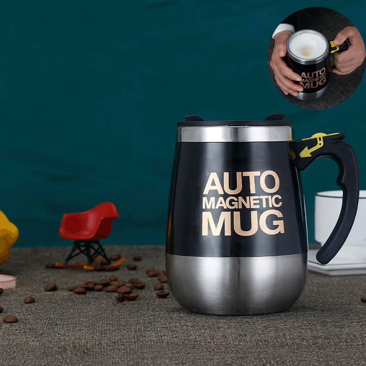 Self-stirring mug, 350 ml, stainless steel