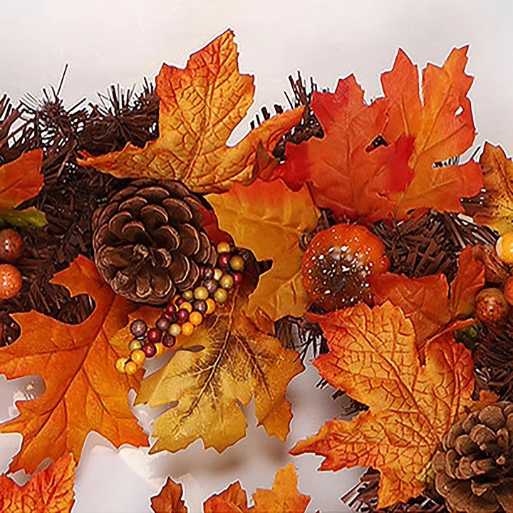 BowLift | Autumn garland with maple leaves — decoration with pine cones, pumpkins, and berries (180 cm)