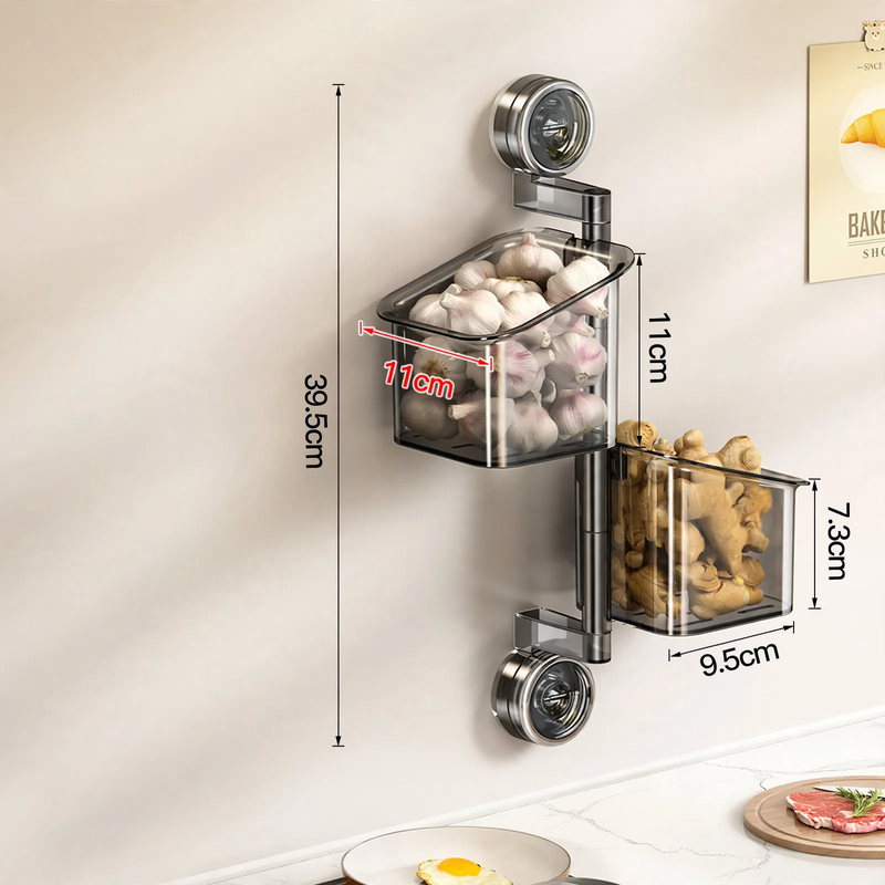 Rotating kitchen storage shelf with suction cup, model 230-006-A