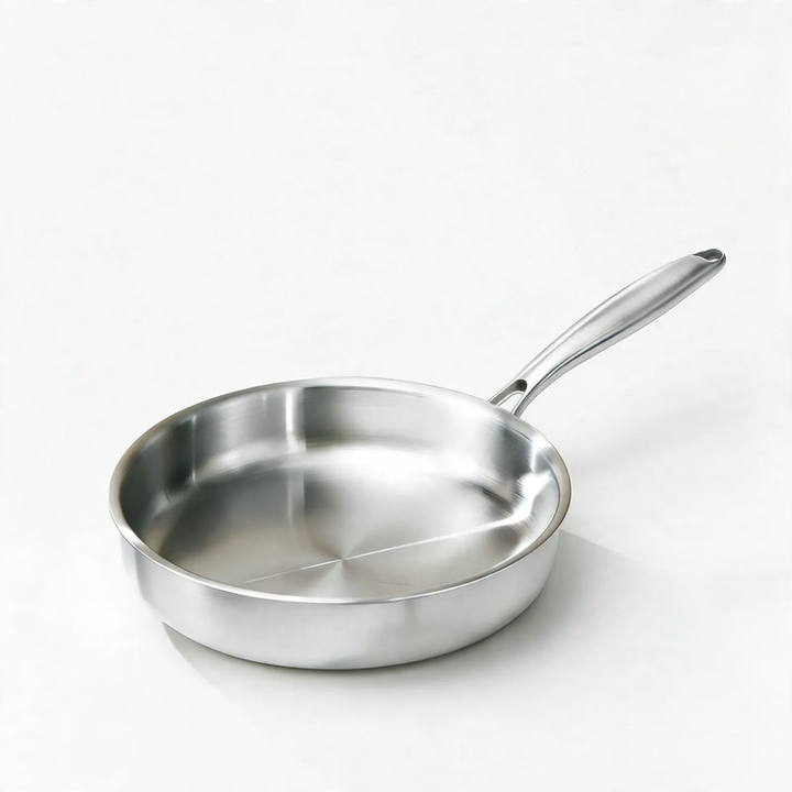 Frying pan, 410 stainless steel, honeycomb pattern