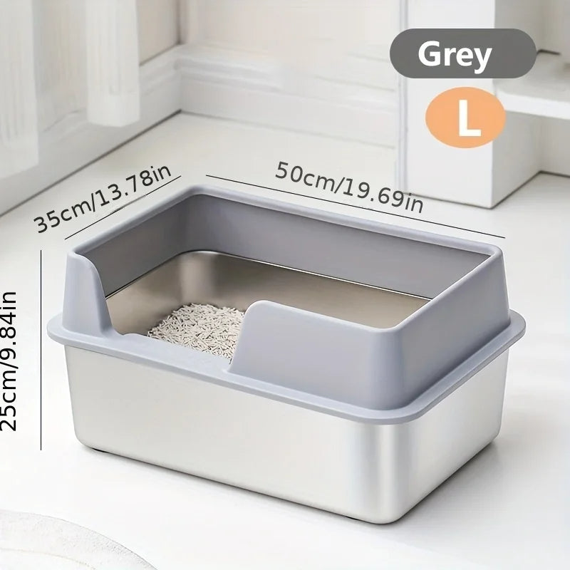 BowLift | Stainless Steel Cat Litter Box | Non-Stick, High Wall Enclosure