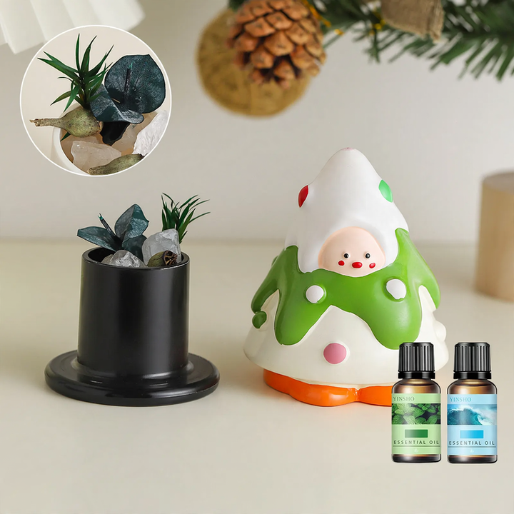 Fragrance stone container with essential oils