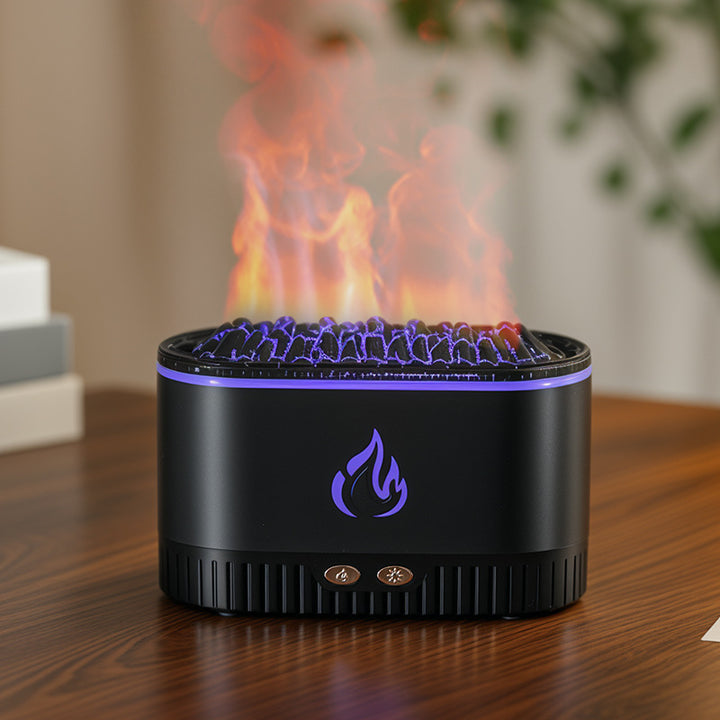 Ultrasonic humidifier with wood fire design