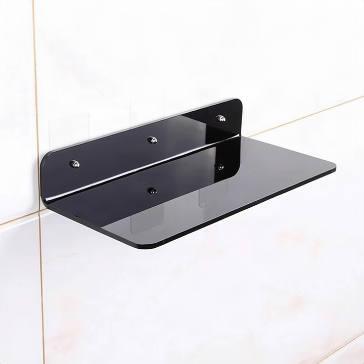 Acrylic wall shelf, black, no drilling