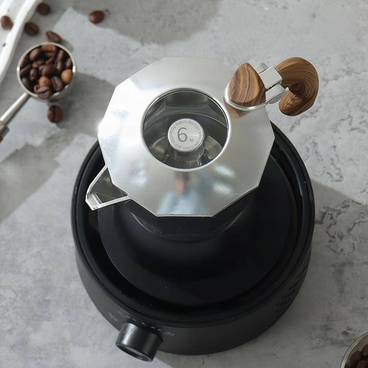 Espresso maker made of stainless steel