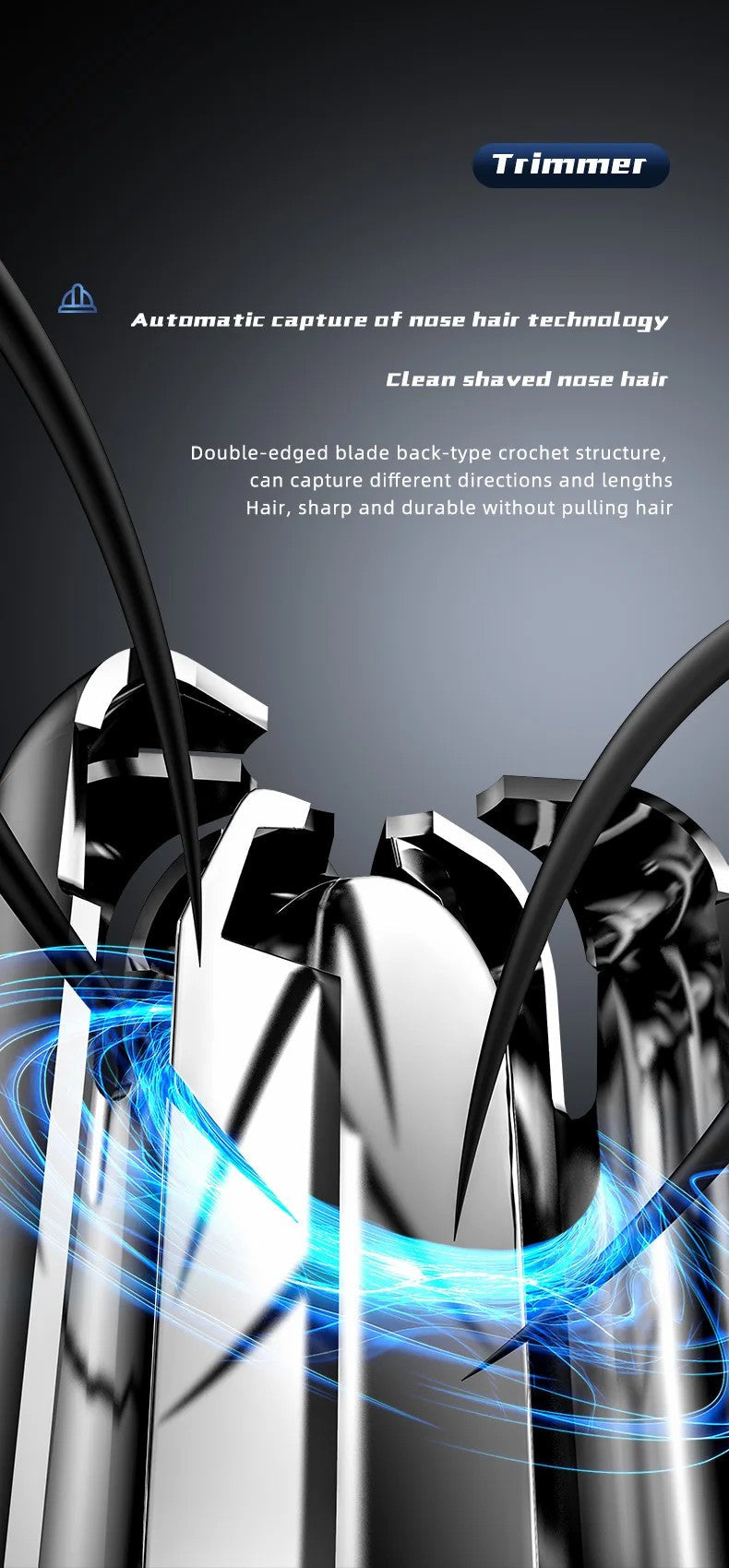 BowLift | SmoothTrim Rechargeable Nose and Ear Trimmer with Stainless Steel Blades