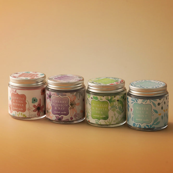 Scented candle made of soy wax, glass cup