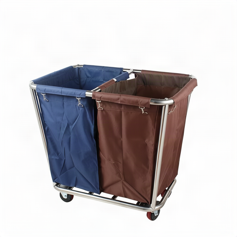Stainless steel laundry cart with wheels
