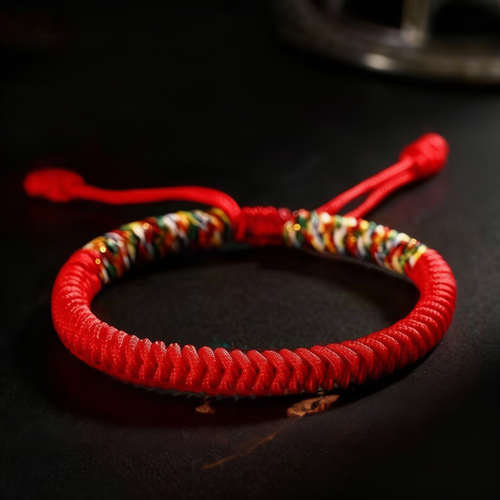 Hand-knotted rope bracelet in red