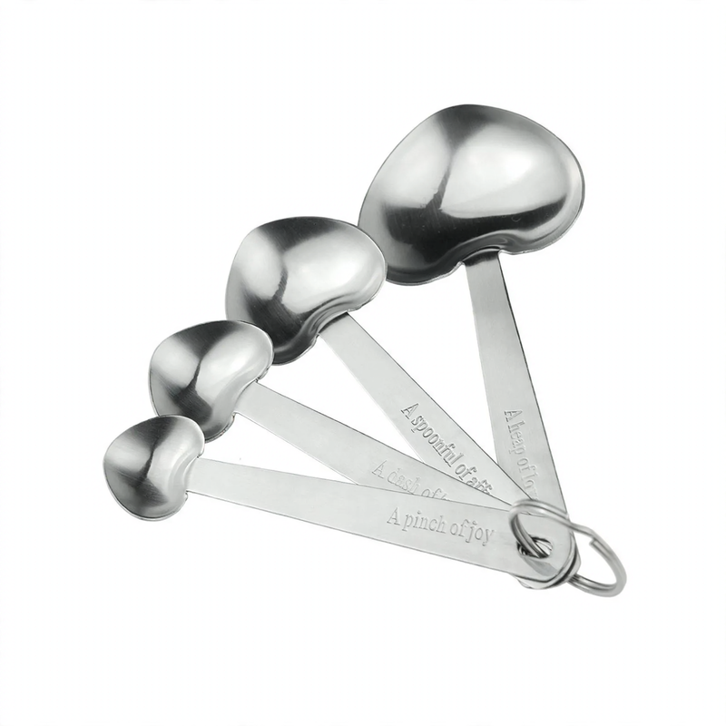 4-piece set measuring spoons heart shape, stainless steel