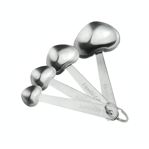 4-piece set measuring spoons heart shape, stainless steel