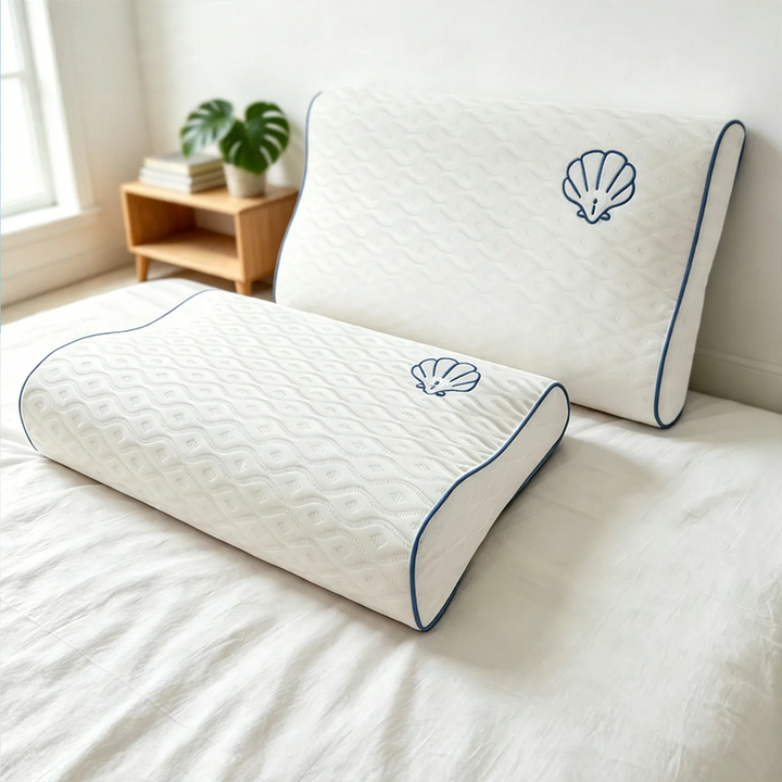 Memory foam neck support pillow, wave cut